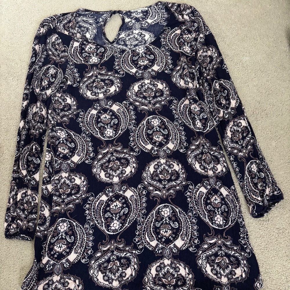 Charlotte Russe women's blue print tunic dress, size Medium